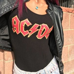 AC/DC Black Long Sleeve Snap Bottom Bodysuit